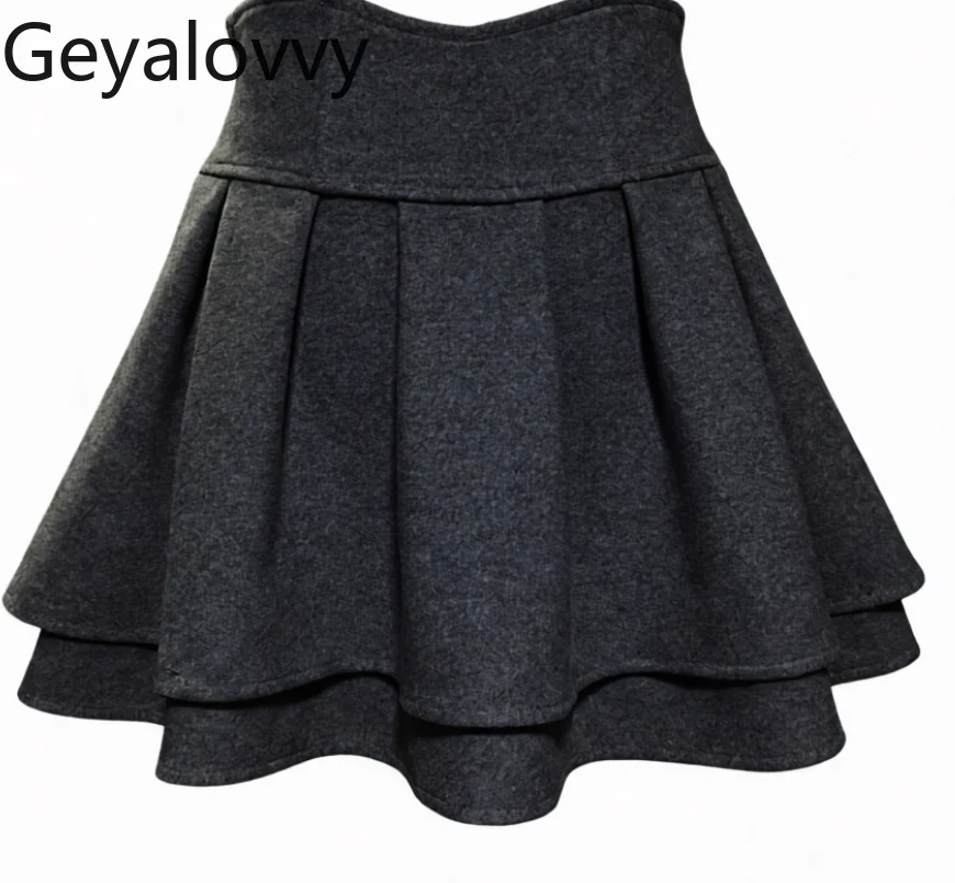 تنورة صوف صغيرة متعددة الاستخدامات على الطراز الياباني للفتيات لخريف وشتاء جديد بخصر عالٍ للتخسيس تنانير قصيرة منتفخة على شكل حرف a #6
