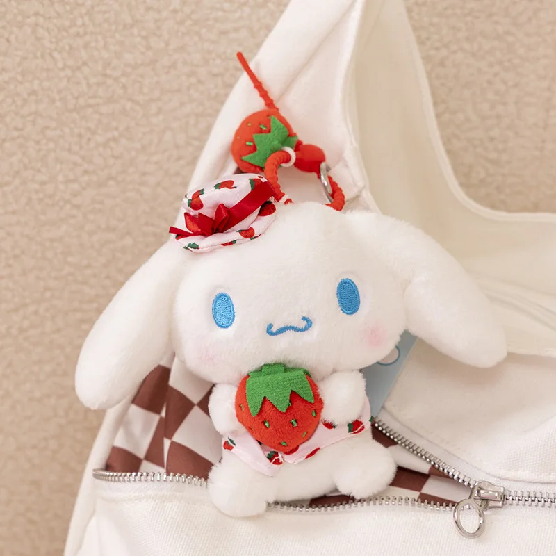 Sanrio Strawberry Hellokitty Melody Kuromi  Cinnamoroll Pochacco Plush Pendatn Cute Cartoon Stuffed Keyrings Girls Bag Keychain