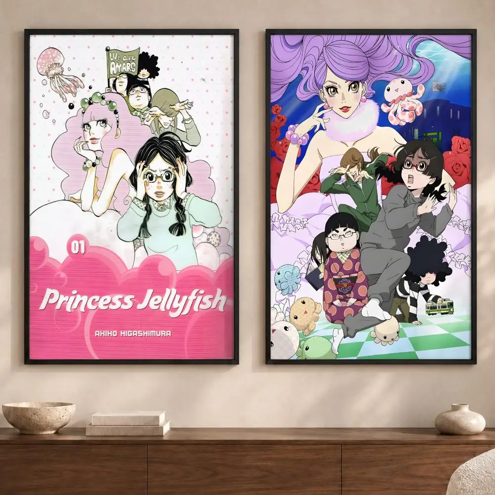 Anime P-Princess JellyfishS Poster Art  Self-Adhesive No Glue Residue Wall Sticker for Home Office Nursery