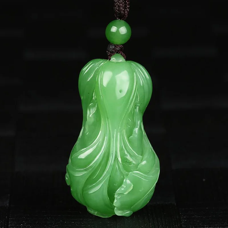 

Natural Hetian Jade Green Cabbage Pendant Charm Jewellery Women's Hand-Carved Pendant for Women Men Fashion Accessories