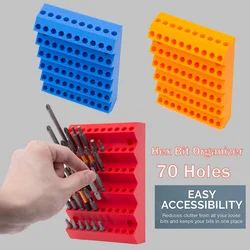 70 Slot Hex Bit Holder Organizer Drill Bit Storage Milling Cutter Drill Holder 1/4 Inch Hex Screwdriver Bit Organizer Tools