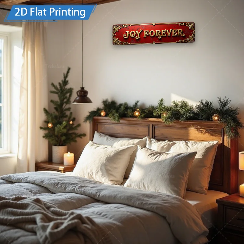 [2D FLAT] علامة معدنية مكونة من قطعة واحدة، علامة معدنية عتيقة مقاس 4 × 16 بوصة لديكور عيد الميلاد