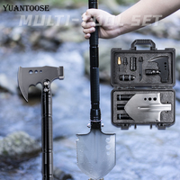 Multifunctional Emergency Outdoor Shovel Tactical Survival Camping Shovel Axe Tool Kit With Small Box
