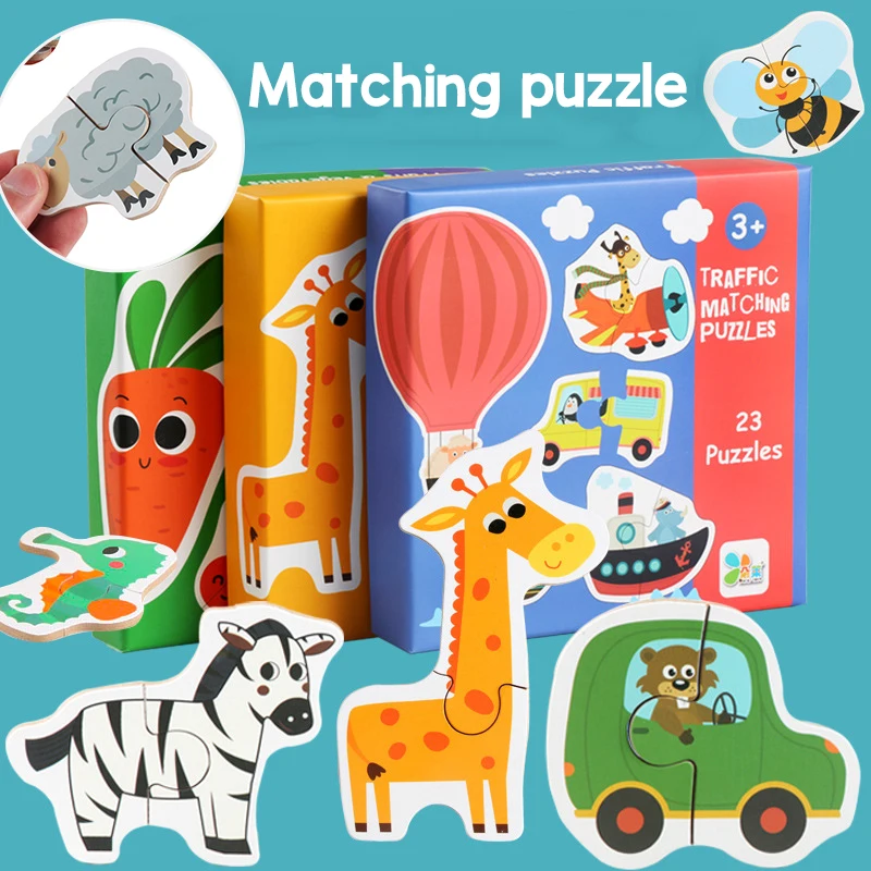 

kids Cognition Jigsaw Puzzle Animal Traffic matching Fruit Vegetables Wooden Toys Early Educational puzzle for baby child Gifts