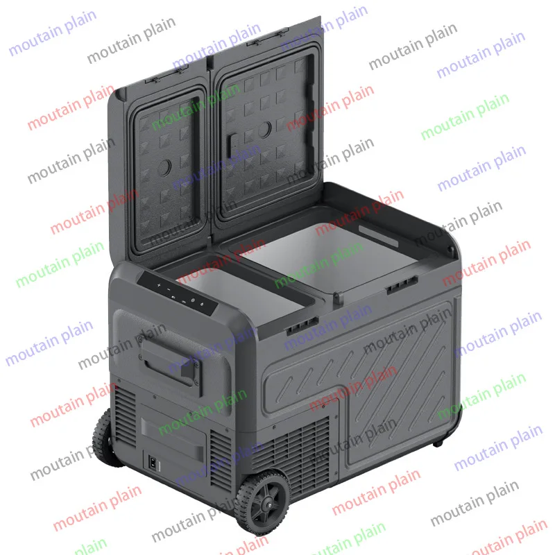 Double Door Compressor Car Ice Box Frozen Refrigeration Partition Double Temperature Control Pull Rod Camping