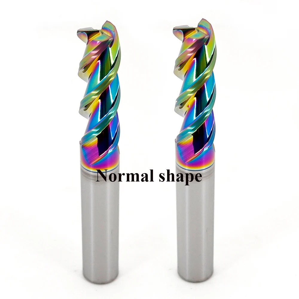 Imagem -04 - Mehretu-tungstênio Aço Fresa Endmills Colorido End Mill Alumínio Dlc Revestimento Acrílico Madeira Cobre Plástico Hrc55