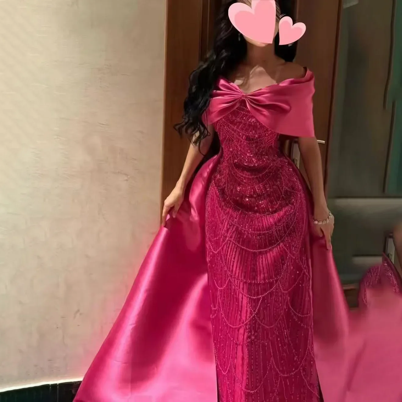 

Off the Shoulder Princess's vestidos de noche Mermaid Beading Party Dresses Floor-Length Customized Prom Dress
