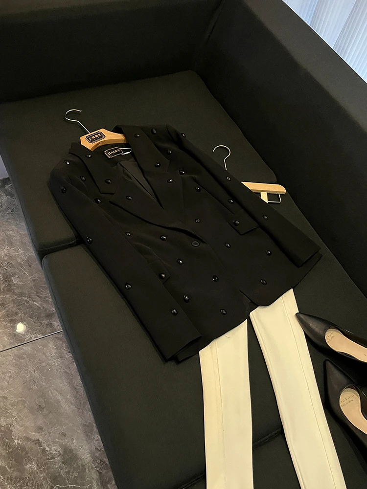 

Heavy Work Long Sve Single Button Patchwork Women's Suit Jaet Commute Sle Faionable Ele Chinese Production