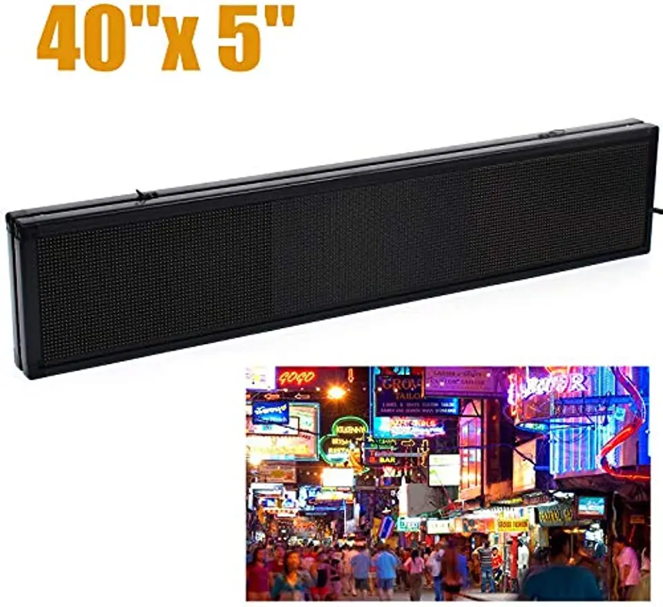 Rolagem programável LED Sinal, Sinal de rolagem, Full Color Video, HD Message Display, USB Memory Stick, 40 "x 5", 8 GB