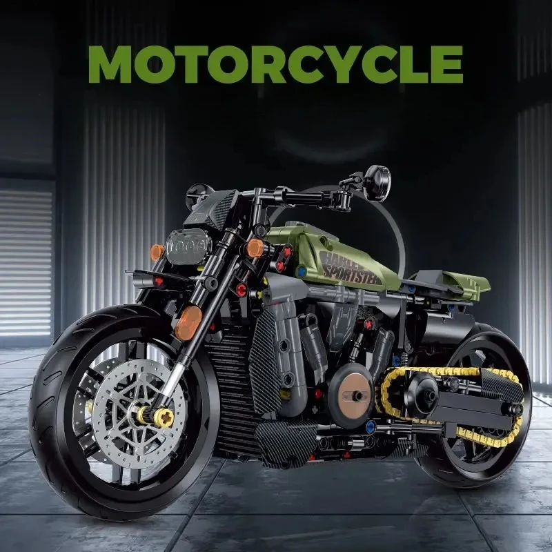Motos técnicos 1:8, modelo de bloques de construcción, campeones de velocidad de ciudad, moto moderna, ladrillos, modelo de juguete para ensamblaje para niños y adultos