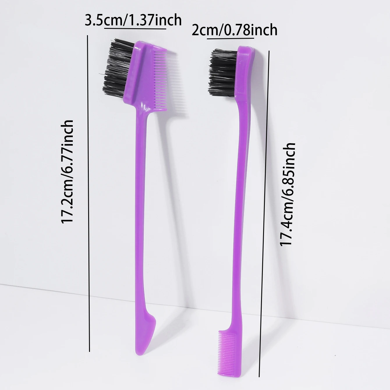 Spazzole per il controllo dei bordi da 2 pezzi, adatte per lo styling dei bordi dei capelli e delle sopracciglia nelle donne, speciali per parrucche di capelli veri