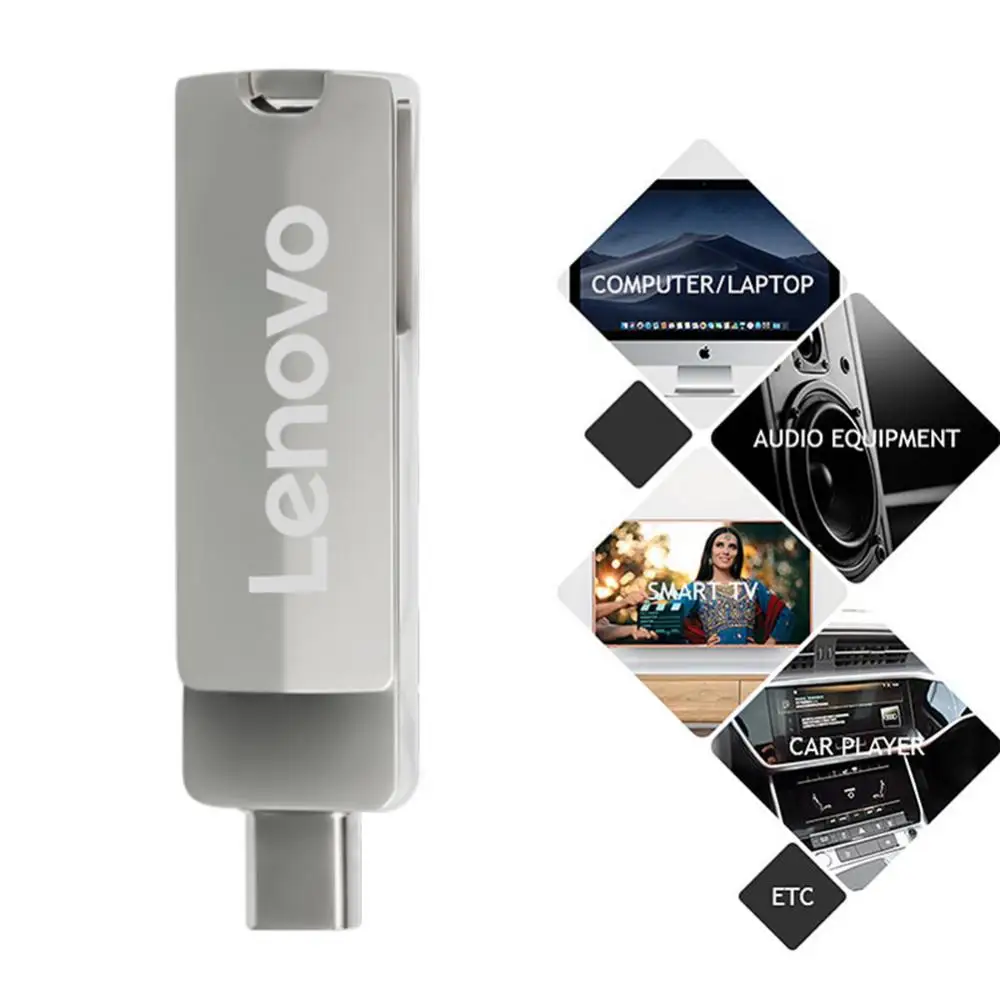 Lenovo-Pendrive Original de doble uso, unidad Flash USB 3,1, 1TB, 2TB, 64G, 512GB, USB 3,0, disco Flash USB tipo C para ordenador portátil y teléfono