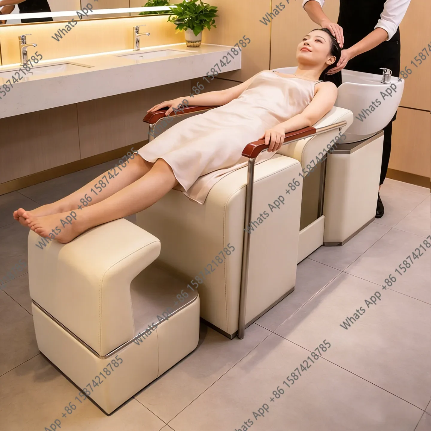 

X5 Hair Salon Semi-reclining Rinse Bed New Barber Shop Shampoo Bed Hair Salon Special Ceramic Shampoo Bed