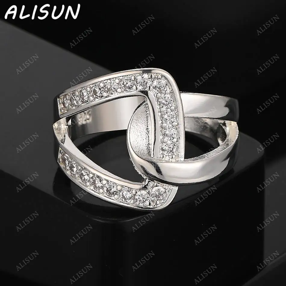 

ALISUN 925 Sterling Silver Size 7-10 Zircon Ring For Women Men Grace Jewelry Trend Fashionable Birthday Party Gifts