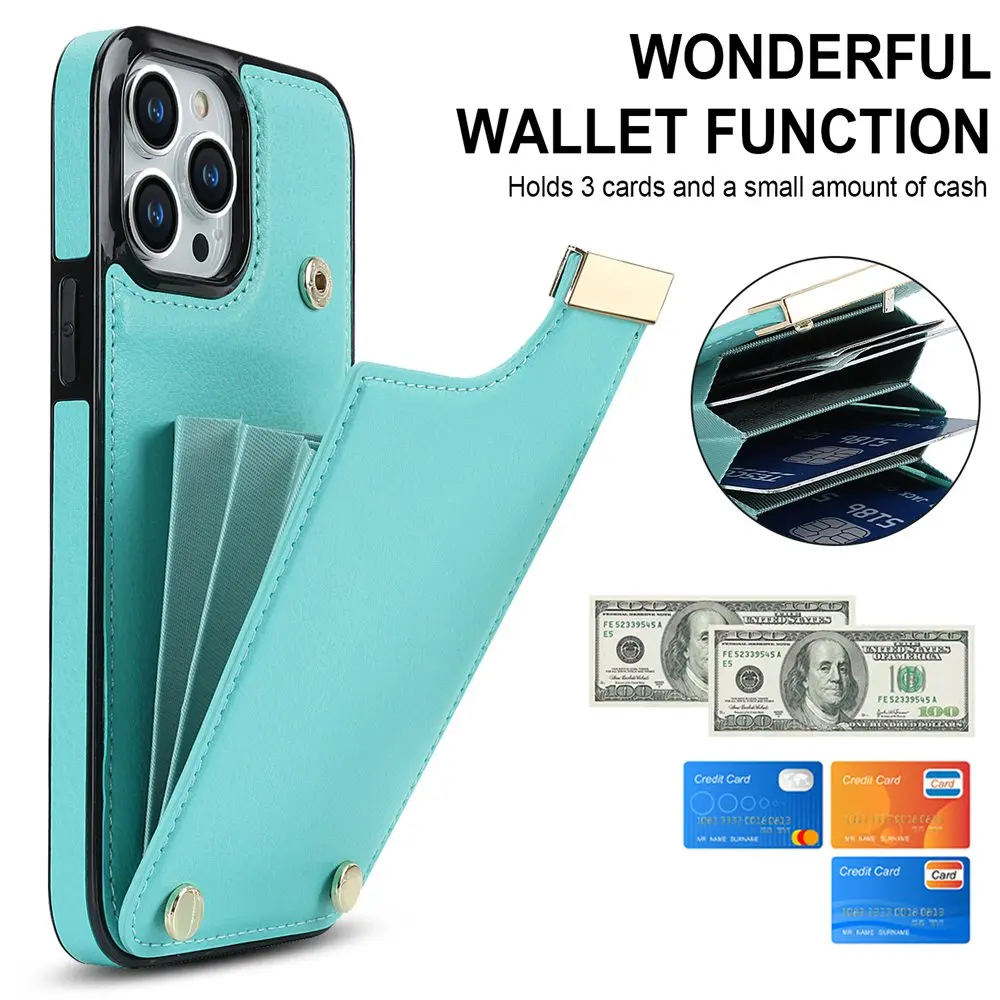 Leather Purse Case for iPhone 15 Pro Max Case Layered Cards Holder Slot Wallet Case for iPhone 14 16 Plus 13 12 11 Pro Max Cover