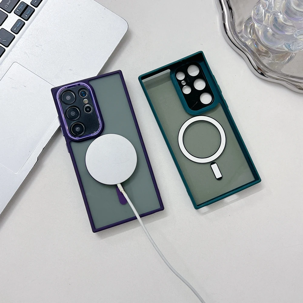 Camera Protection Magnetic Magsafe Phone Case For Samsung Galaxy S25 S24 S23 Ultra S24 Plus S20 S21 FE A55 A15 A25 A35 A54 Cover