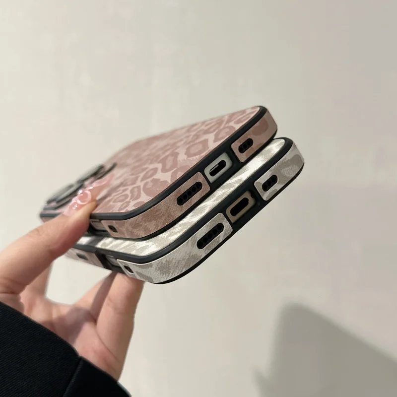 Fashion Leopard Fur Leather Phone Case for iPhone 11 12 13 14 15 16 Pro Max Plus 16plus 15plus Panther shockproof Cover