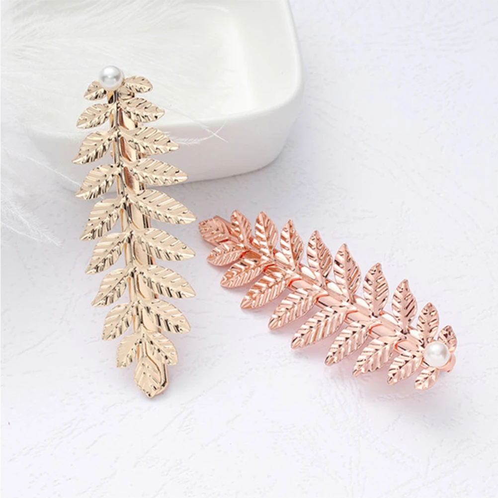 

6pcs Crystal Duckbill Clips Elegant Leaf Barrette Hair Accessories Hairpin For Wedding Party Photography Show Travel Daily Use