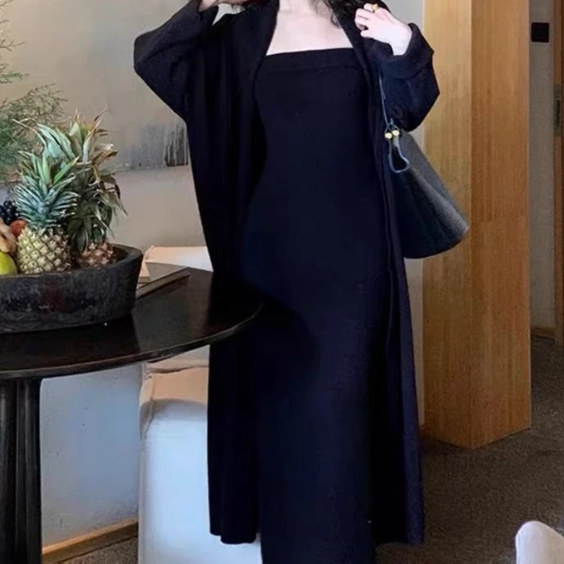 

Advanced and Gentle Style, Long and Thick Knitted Coat Set, Long Skirt, Elegant Dress