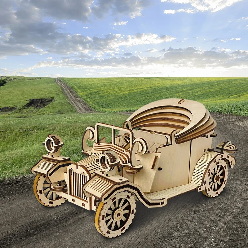 

OUZEY 3D Wooden Vintage Convertible, Classic Car Model DIY Kit, Retro Automobile Gift for Adults