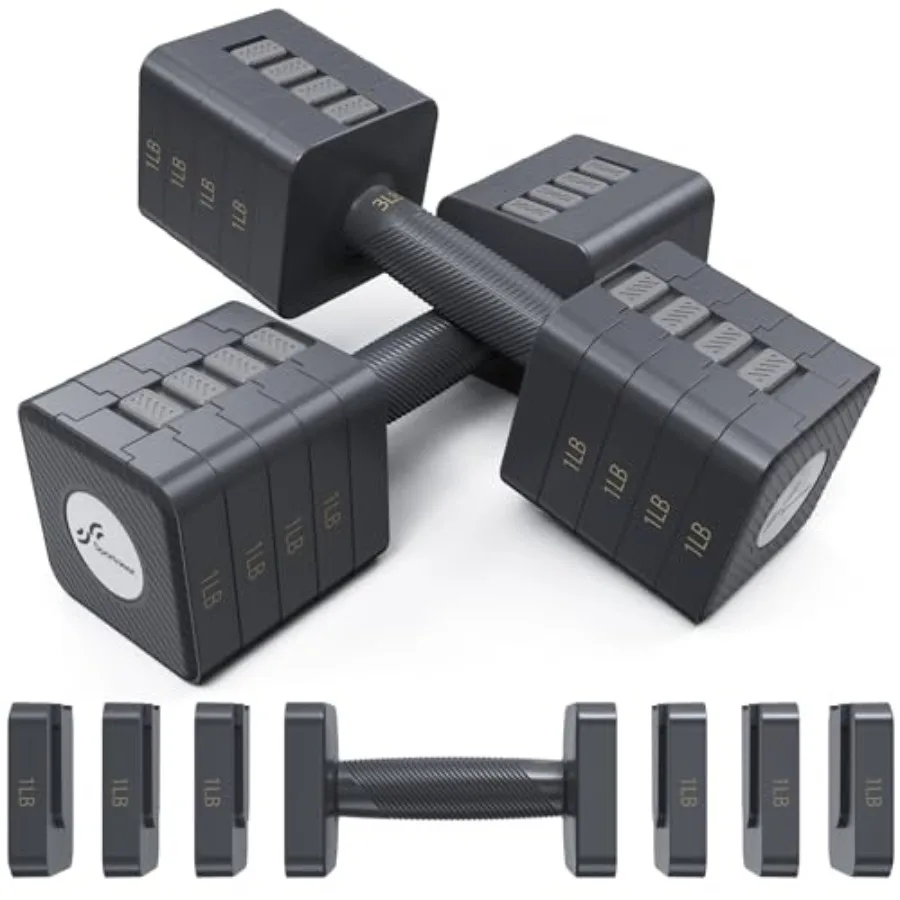 

Adjustable Dumbbells Hand Weights Set: 5 in 1 Weight Adjustment 10 LB Dumbbells Set of 2 Free Weights Fast Adjust Dumbbell Weig