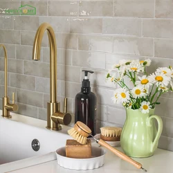 10/30pcs 3D Imitation Brick PVC Wall Sticker, Waterproof Heat-resistant Self-Adhesive Panel For Kitchen, Living Room