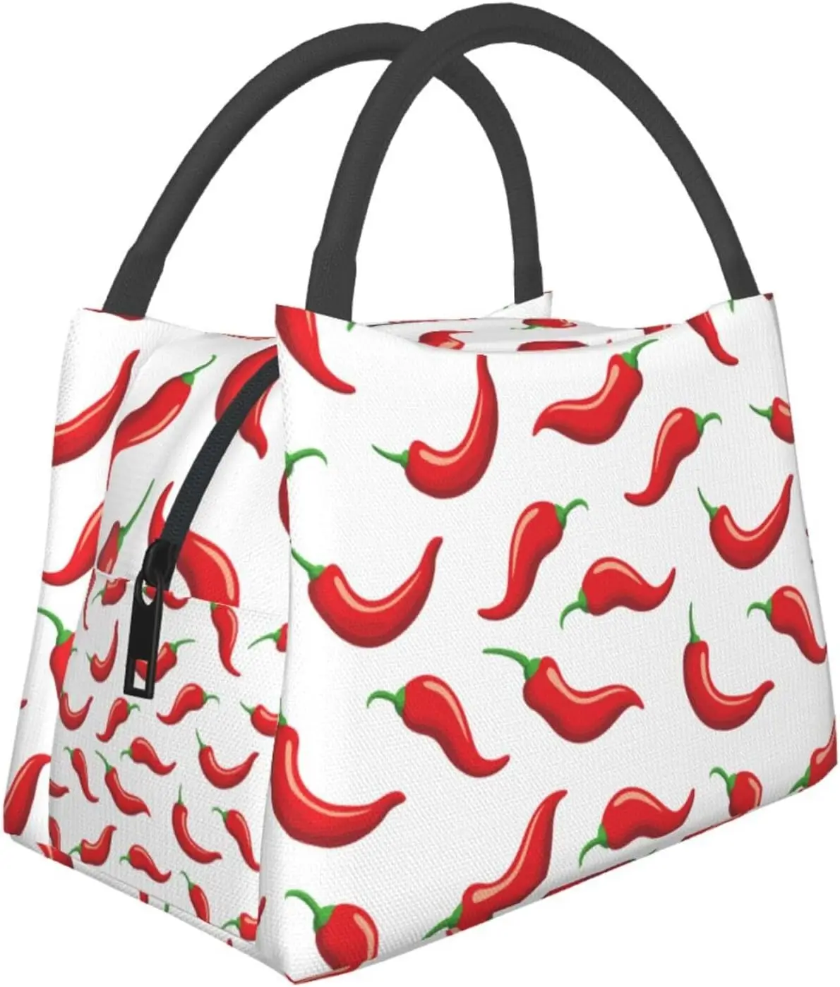 Cute Red Chili Pepper Pattern Large Lunch Bags Box For Women Men-Cute Adult Insulated Lunchbox Tote For Work