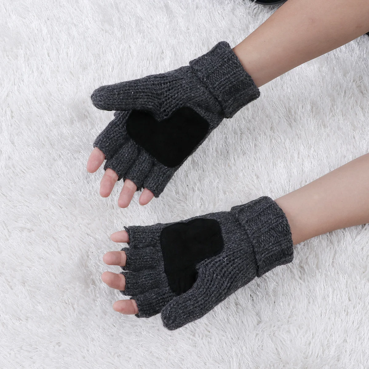 

Fitness Warm Gloves Winter Plus Thick Knitting Half Finger Anti-Skid Breathable Wrist Support Weightlifting Barbell Training