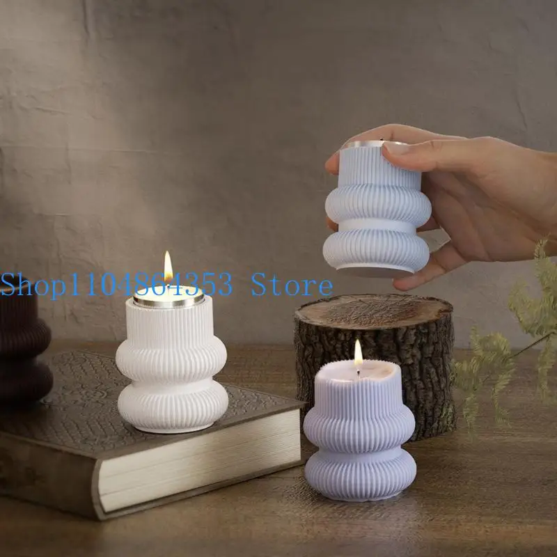 

652F Holder Molds Craft Molds Geometric Striped Base Molds Silicone Crafting Moulds for Resin Crafting