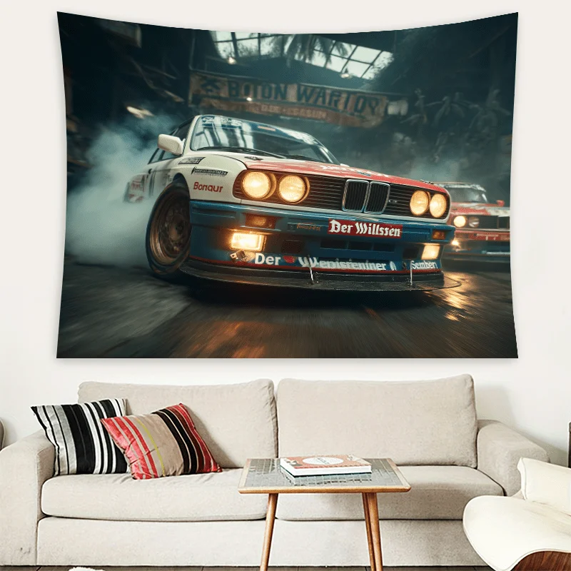 2D flach, 1 Stück atemberaubendes Supercar-Rennbanner – Partybanner und Fotohintergrund, Polyestermaterial-Hintergrundstoff – Detail 7