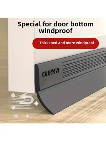 YITAPE 1M Thickened Door Bottom Seal Strip Self-Adhesive Silicone Rubber Weatherstrip Soundproof Windproof Dustproof Gap Sealer
