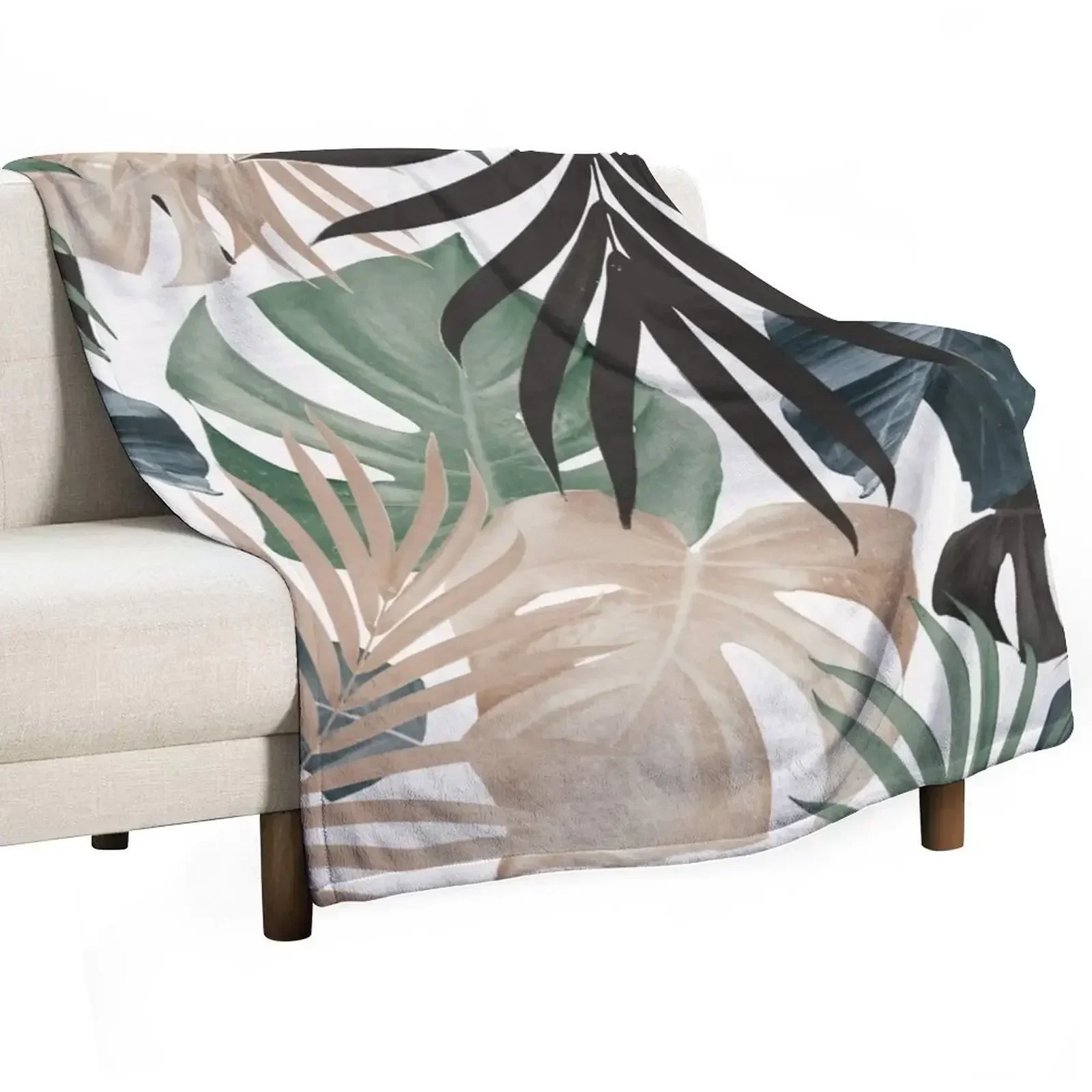 

Tropical Jungle Leaves Pattern #13 (Fall Colors) #tropical #decor #art Throw Blanket Thermals For Travel Flannel Fabric Blankets