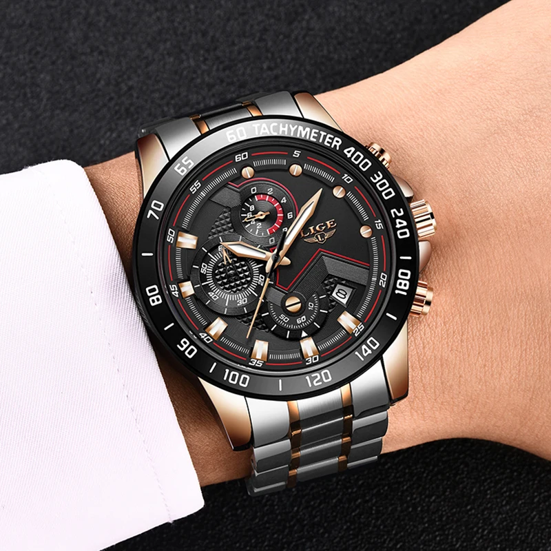 2025 nuevos relojes LIGE de moda para hombre, relojes de acero inoxidable de marca superior, cronógrafo deportivo de lujo de cuarzo con reloj para hombre, reloj Masculino