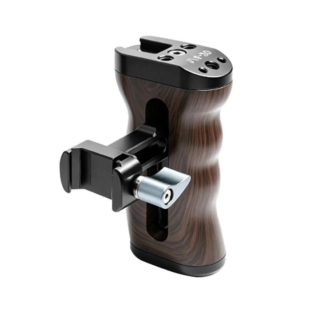 Camera Side Handle Wood‑Grain Handgrip with 1/4 ARRI NATO Clamp For Mirrorless DSLR Camera Cage Rig Handheld Video Vlog Shooting