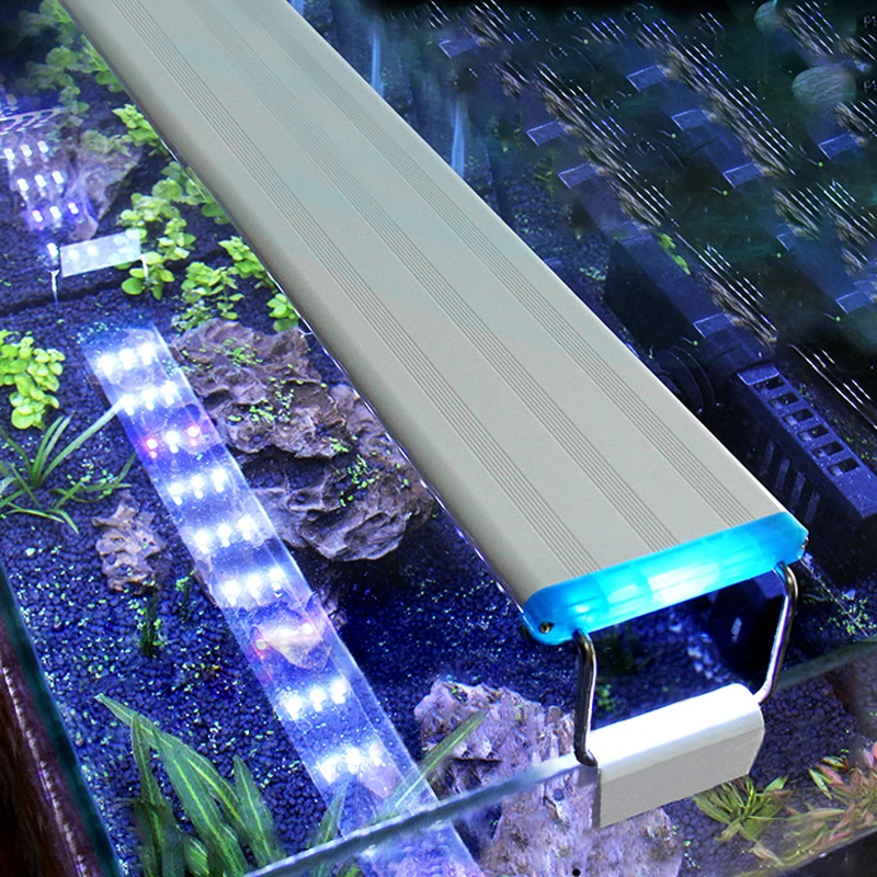 Akwarium LED Light Super Slim Fish Tank Aquatic Plant Grow Lighting Wodoodporna jasna lampa z klipsem Niebieska dioda LED 18-75cm dla roślin 220v