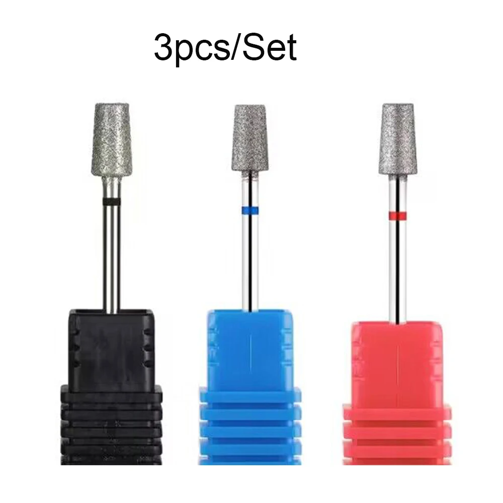 3 個ネイルドリルビットダイヤモンドフライスカッターマニキュアキューティクルビット電気ファイル角質除去アクセサリー