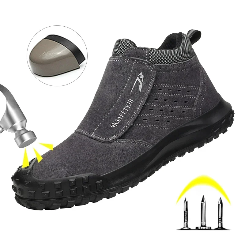 New Anti-Spark Welder Men Safety Shoes Steel Toe Anti Smash Anti-puncture Work Boots Male Indestructible Shoes Big Size 36-46