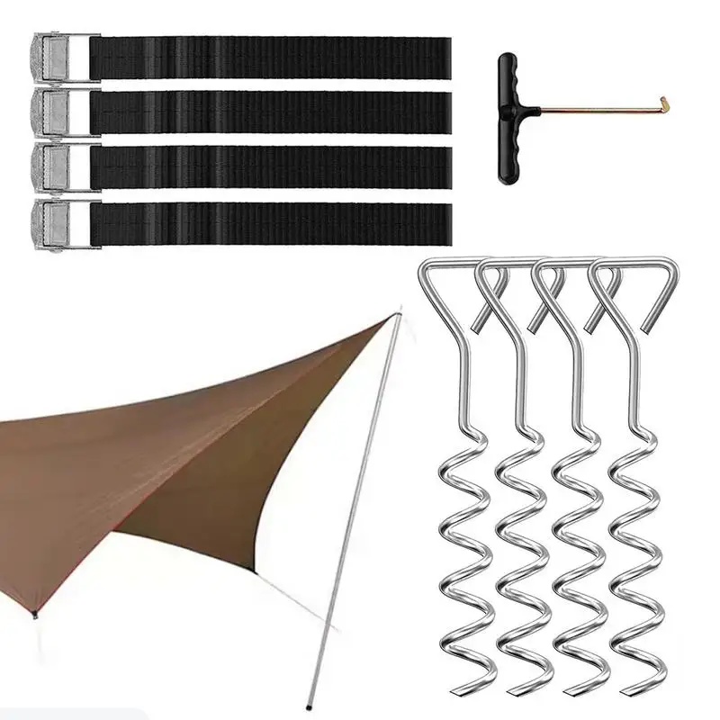 

Trampoline Stakes Heavy Duty Adjustable Stakes And Straps For Trampoline Outside Recreation Tie Down Tools Prolong Trampoline