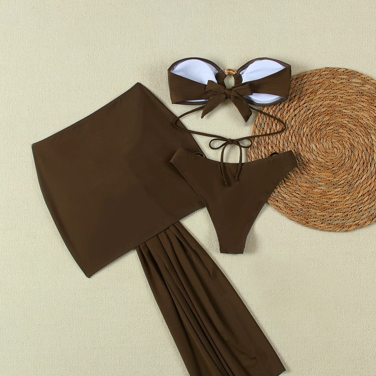 3แพ็คบิกินี่ชุดว่ายน้ํากระโปรงชายหาด2024ชุดว่ายน้ําชุดว่ายน้ําชุดว่ายน้ําSarongsพิมพ์Beachwear Biquini