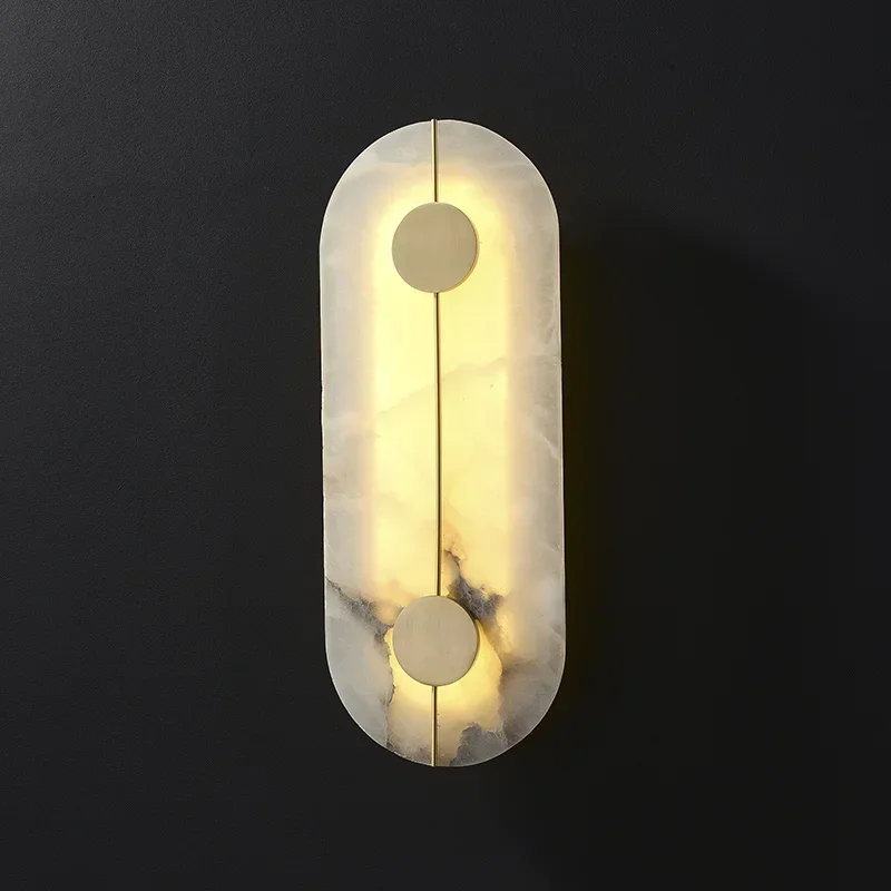Natural Marble LED Sconce for Living Room Bedroom Bedside Corridor Kitchen Home Decor Lighting Modern Alabaster Round Wall Lamp