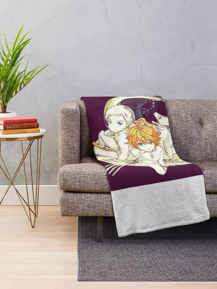 Yakusoku no Neverland|The Promised Neverland - Emma, Norman and Ray (Sketch) Throw Blanket