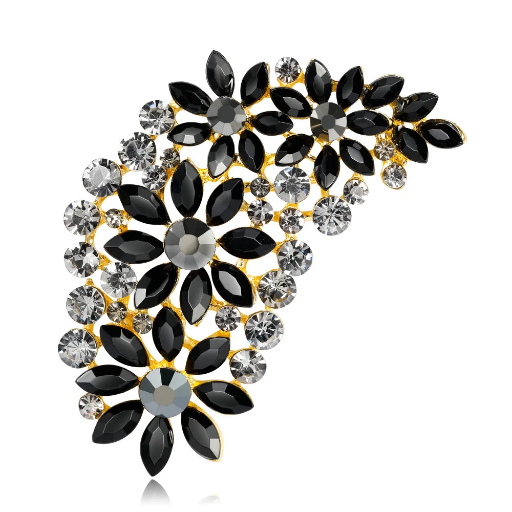 Retro Alloy Crystal Glass Exaggerated Brooch Women\'s Style Pin Accessories