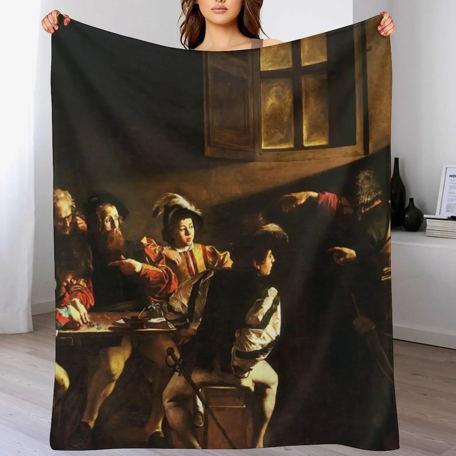 

Caravaggio The Calling Of Saint Matthew Throw Blanket Tourist Hairy decorative Blankets