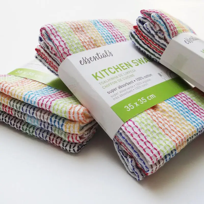 Kitchen Towels Classic 100% Natural Cotton Tea Towels Dish Cloth Absorbent Lint-Free Machine Tableware Household Towel