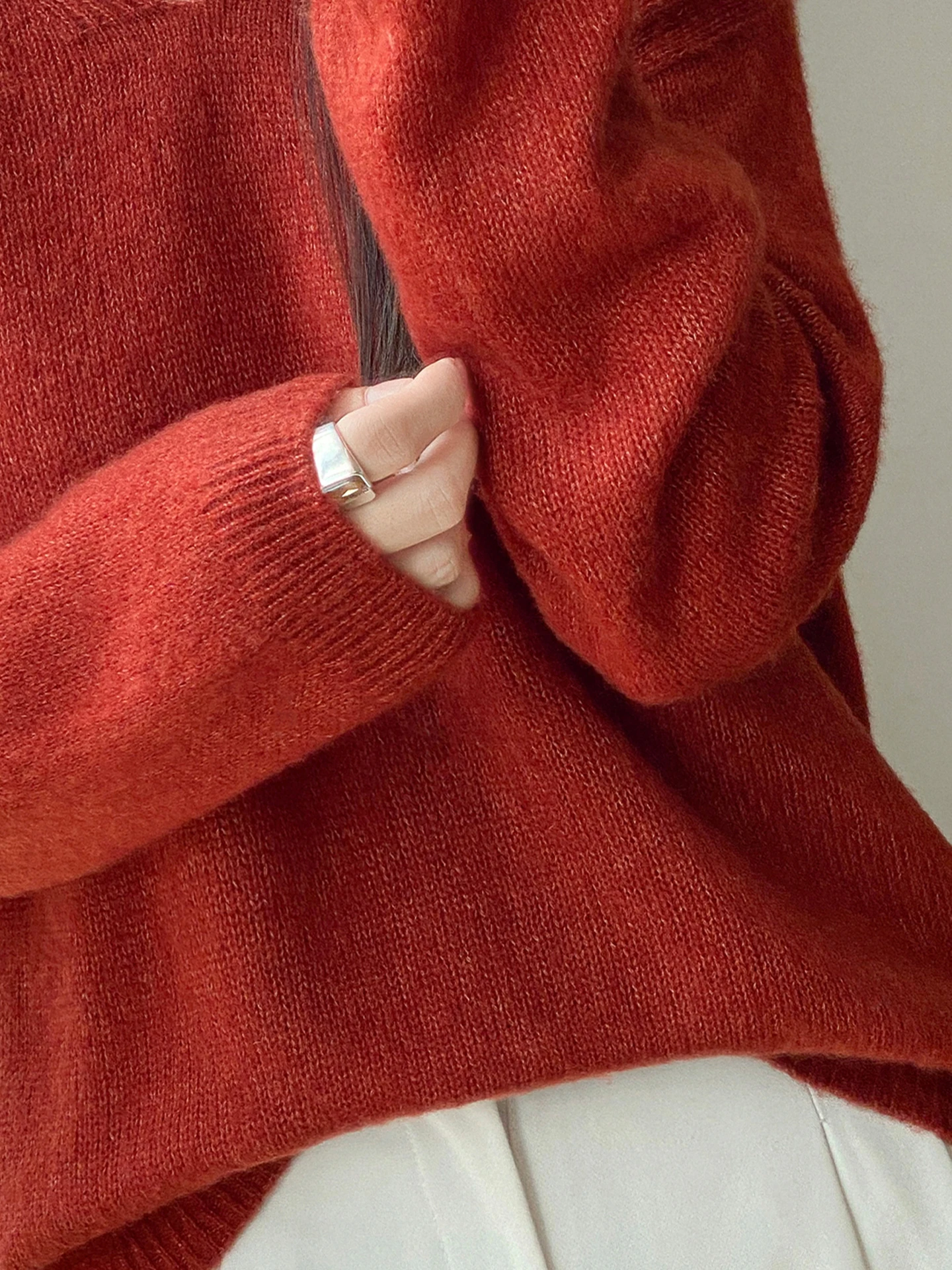 TLOML 여성용 브이넥 긴팔 풀오버 100% 메리노 울 스웨터 봄 가을 따뜻하고 부드러운 심플 스타일 울 니트웨어 캐주얼 탑