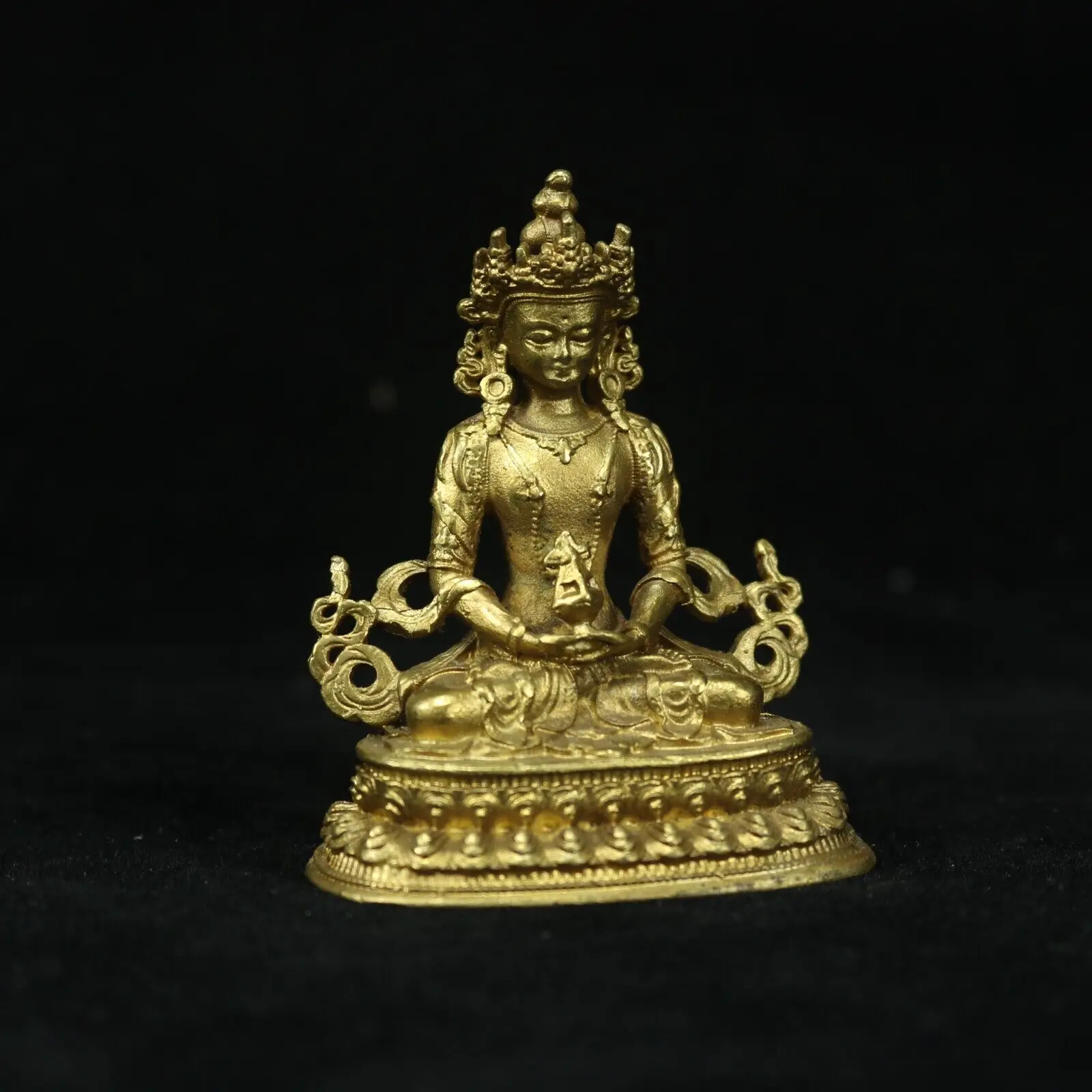 Collectible Chinese Buddhism Brass Seat Kwan-yin Guan Yin Statue Sculpture