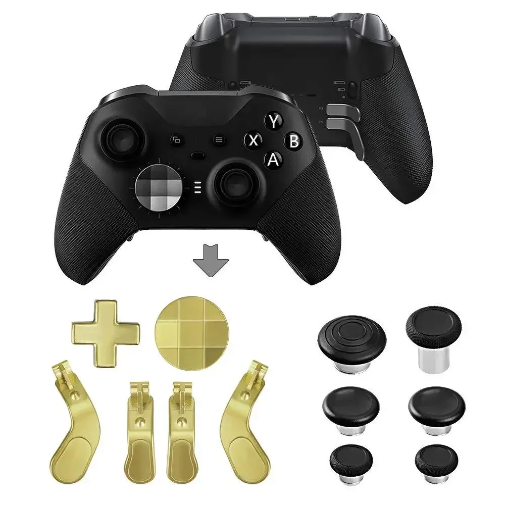 Metal D-Pad Trigger Paddles Replacement Thumbstick for Xbox One Elite Controller Series 2 Parts Repair Kit Accessories bag 16set