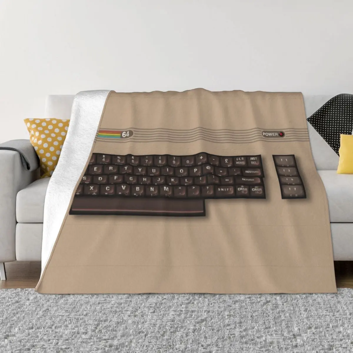 Commodore 64 Blanket Warm Fleece Soft Flannel Multimedia C64 Amiga Computer Throw Blankets for Bed Sofa Outdoor Spring