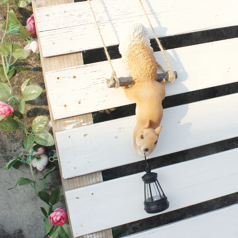 Solar-Garten-Eichhörnchen-Statue, Dekor mit LED-Leuchten, für Zuhause, im Freien, Hof, Rasen, Terrasse, Ornament, Tierfigur, Einweihungsgeschenk – Detail 9
