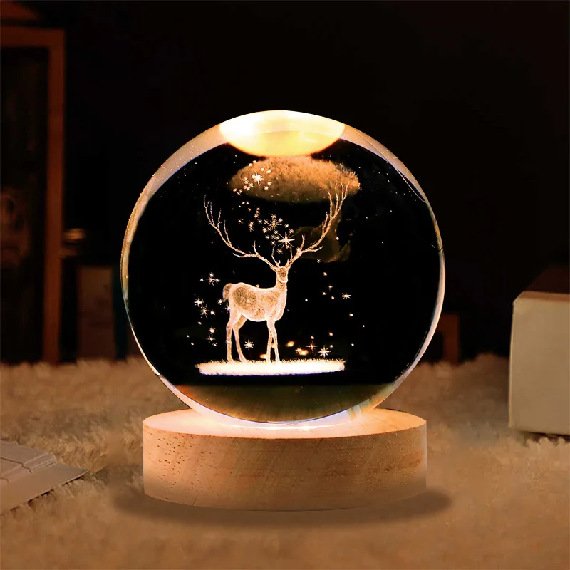 Miniatures Light-emitting Crystal Ball Room Decor Decoration  Night  Ambient Light Cute Room Decor Gifts for Friends and Lovers